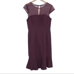 ADRIANNA PAPELL Sheer Collar Sheath Cocktail Dress 6